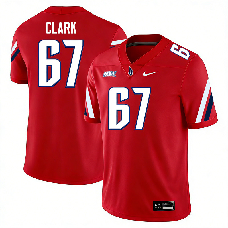 Duquesne Dukes #67 Matt Clark College Football Jerseys,Uniforms Stitched-Red